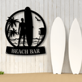 Monograma de surfista masculino de longboard